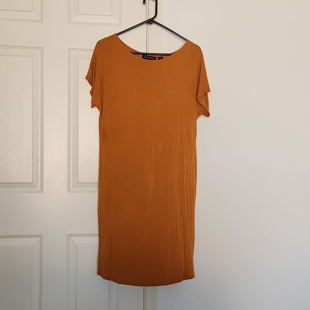 Something Navy Orange Fall Midi Dress. Sz Small